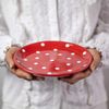 City to Cottage® Red and White Pottery | Polka Dot Spotty | Handmade Hand Painted | Glazed Ceramic 7.9inch/20cm | Side Dessert Plate | Unique Dinnerware