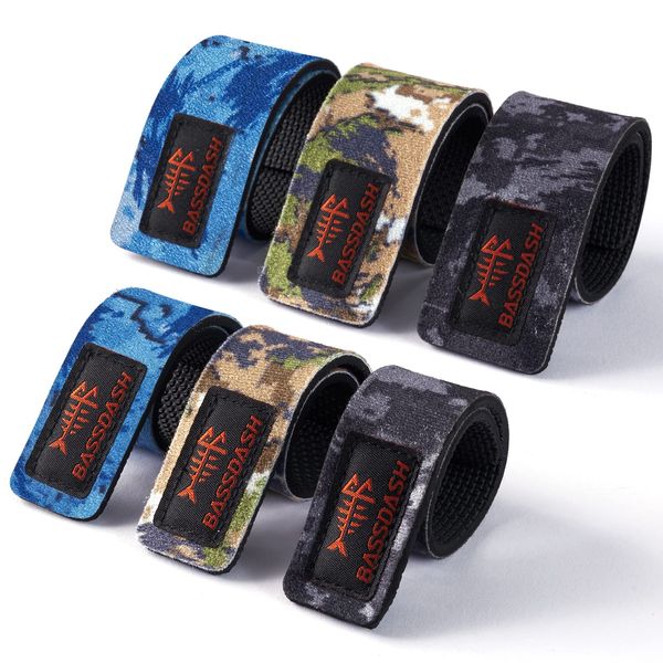 Bassdash Rod Belt Fishing Rod Band Fishing Protection Belt Tie Band Velcro Band Pack of 6