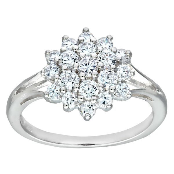 Sterling Silver 1.00ct Sparkling Cluster Ring - size H to W (Q)