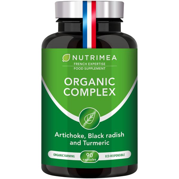 Organic Complex | Detox Supplement: Liver, Intestine & Colon | 100% Natural | Artichoke, Black Radish, Turmeric | Naturally Eliminates Toxins | High Dosage | 90 Vegetarian Capsules | French Expertise