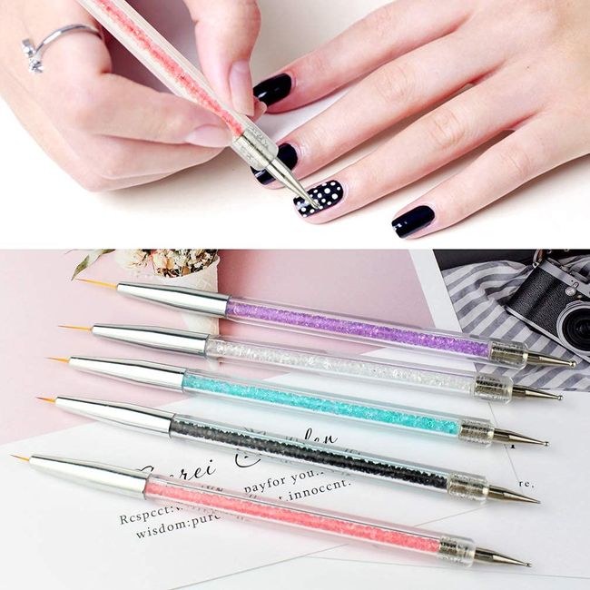 5pcs 2-Way Professional Nail Dotting Pen Drill Point Pen DIY Polish Pen  Painting Nail Art