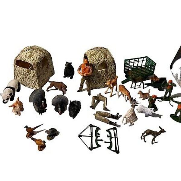 Ray Wildlife Hunter Plastic Toy Play Set Hunters Bows Animals Birds Blinds