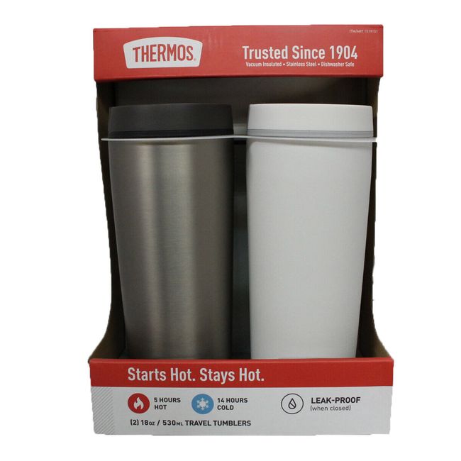 Thermos Thermal Stainless Steel Travel Tumbler 18 Ounce (Pack of 2)