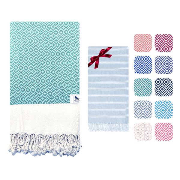 Beach towel, Bath Towel - Soft, Lightweight, and Quick-Drying Turkish Beach Towels and Hand Towel Set. Perfect Beach Towels for Adults for Bathroom, Beach, Pool, SPA, Gym, and Yoga 94x180cm+40x100cm.