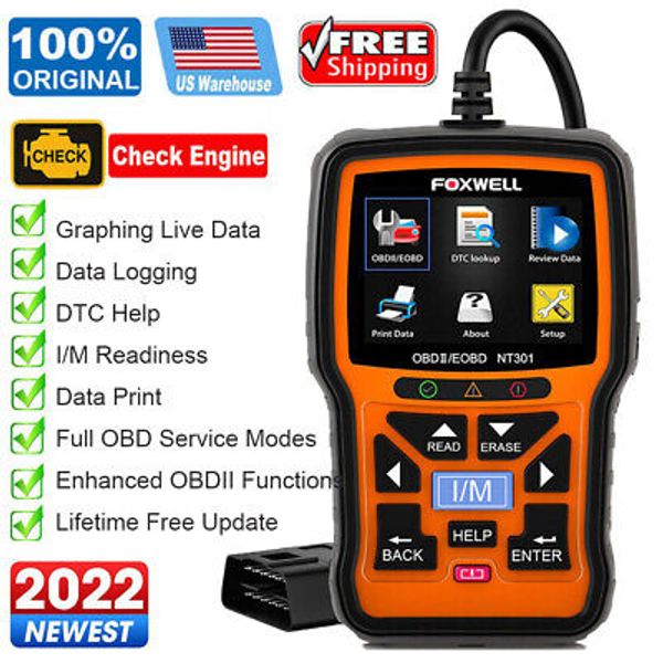 FOXWELL NT301 OBD2 Scanner Check Engine Light Code Reader Pro Car Diagnostic Too