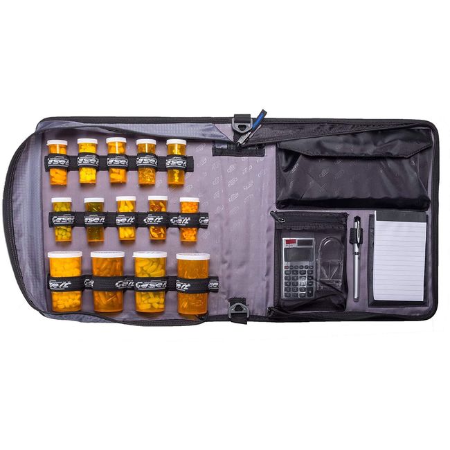 Med Manager Deluxe Medicine Organizer and Pill Case, Holds (15) Pill bottles  - (11) Standard Size and (4) Large Bottles, Purple, 13 inches x 13 inches x  4.5 inches 