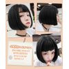 Bob Wig, Short, Black, Straight, Full Wig, Cross-Dressing, Bangs, Women's, Natural, Heat Resistant, Wig, Harajuku, Lolita, Wig, Girls, Everyday Use, Wig Net Included, Black