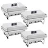4 Pack Full Size Chafing Dish Set Stainless Steel Frame Chafers w/ Foldable Legs