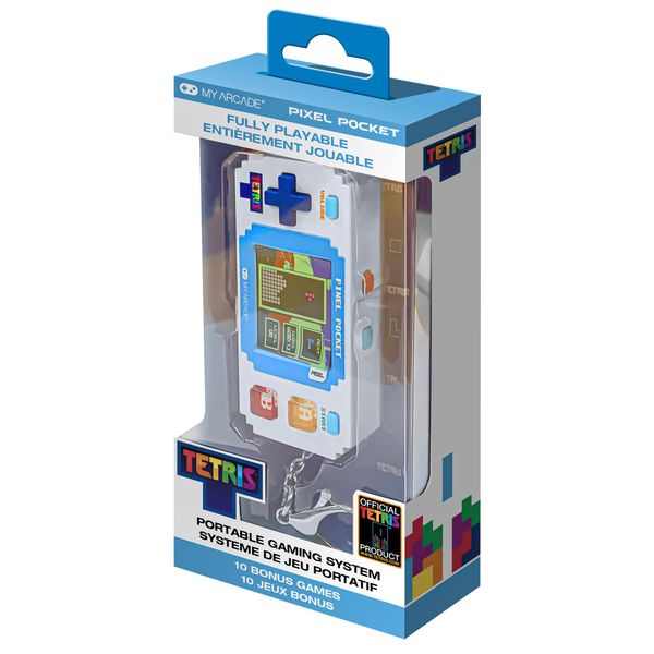 Tetris Pixel Player: Officially Licensed Tiny Tetris Video Game, Strategic Puzzle Game with 10 Bonus Games, Portable Keychain Arcade, Game for Kids and Adults