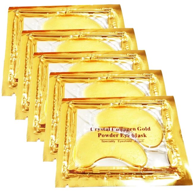 Crystal Collagen in verschiedenen Farben Gel Augenpads | Anti-Aging, Anti-Falten, Feuchtigkeitsspendende | Reduziert Feine Linien, Augenringe und Geschwollene Augen (5 Paar, Gold)