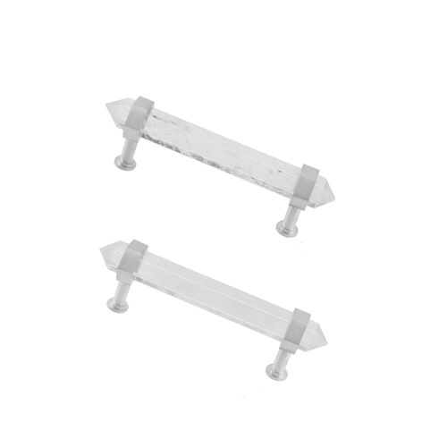 Rockcloud Pack of 2 Rock Quartz Crystal Point Stone Drawer Pulls with Screws, Silver Tone Cabinet Knobs Cupboard Pulls Door Handles for Home Office Decor, White