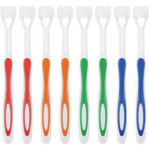 8 Pieces Autism Toothbrush Three Bristle Travel Toothbrush for Complete Teeth