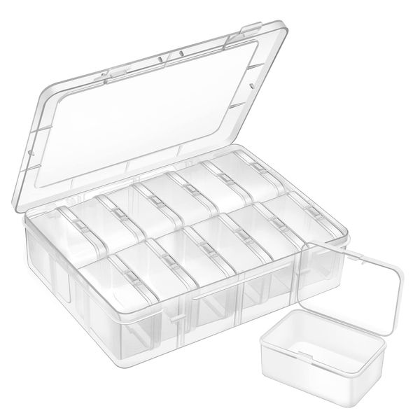 Gbivbe Small Clear Plastic Craft Storage Box with Lids, 13 Pcs Beads Storage Organizer Containers for Earplug, DIY Art, Jewellery and More Small Items