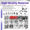 Swpeet 98Pcs Mixed Shape Spikes Screwback Studs Rivets Kit (Silver)