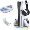 PhyiFlbey PS5 Pro / PS5 Slim Compatible, Vertical Stand, PS5 Pro / PS5 Slim Controller, Charge 2 Charging Stands Simultaneously, Multi-functional, Storage, Headphone Hook Included, Charging Indicator