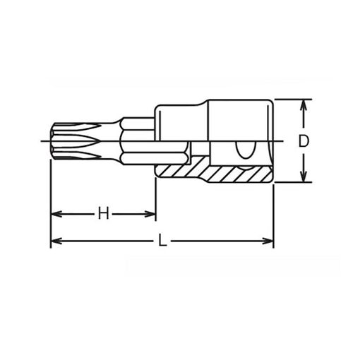 Ko-ken 4025.100-55IP 1/2 Sq. Dr. Bit Socket TORXplus® 55IP Length 100mm