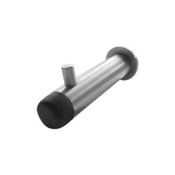 Buffered Projection Door Stop with Hook - Satin Stainless Steel