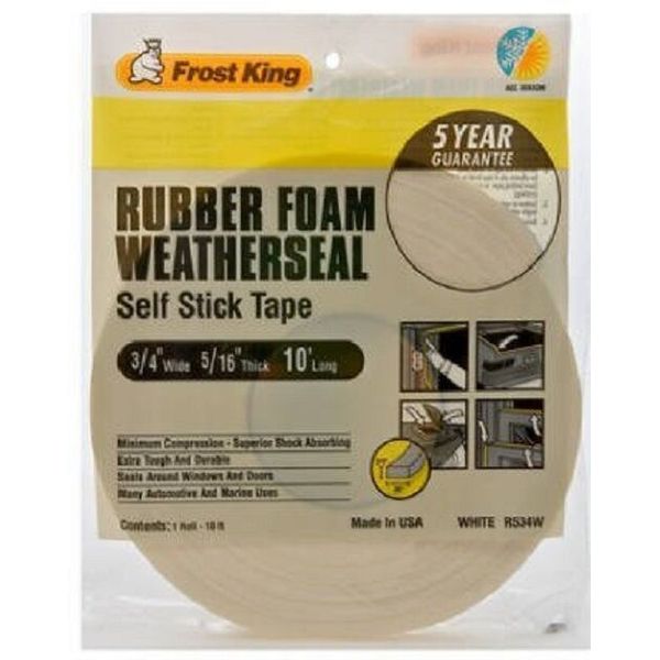 NEW FROST KING R534WH WHITE FOAM WEATHER STRIPPING TAPE SELF ADHESIVE 3/4" 10FT