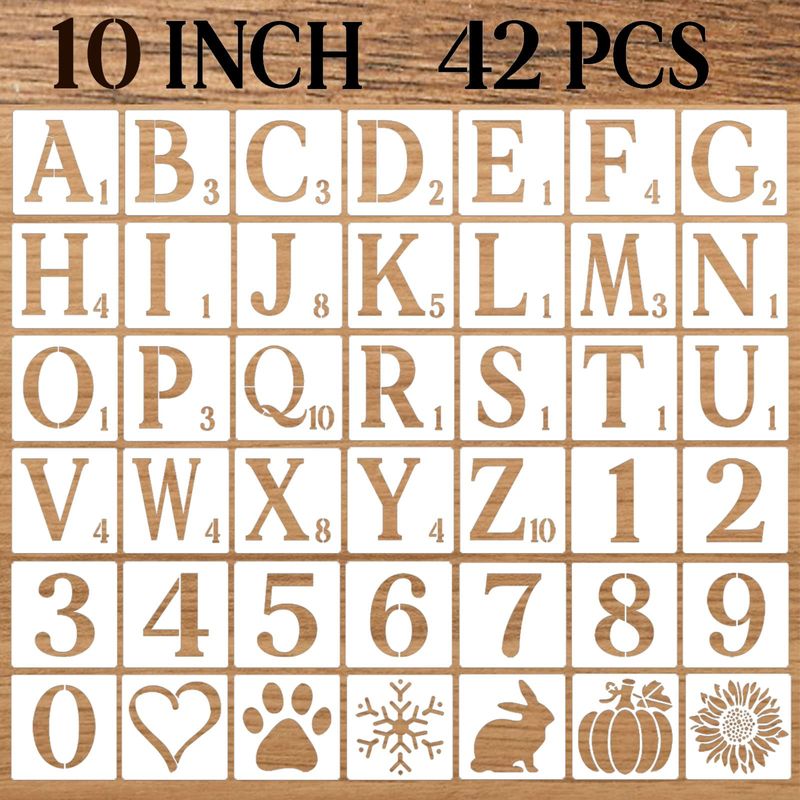 DZXCYZ 10 Inch Letter Stencils Numbers Craft Stencils, 42 Pcs Reusable ...
