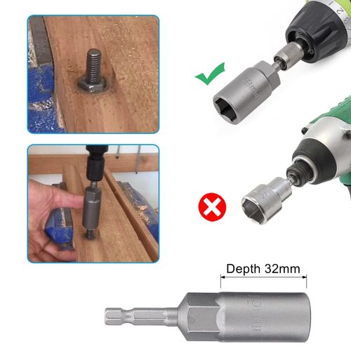 imatenn Deeper Sockets, 6-19mm Nut Setter Driver Drill Bit Set, 1/4 inch Hex Shank, 12Pcs Quick Change Metric Nut Drivers Impact Screwdriver Bits Bolt Remover Tool, Nut Extractor Socket, 80mm Length