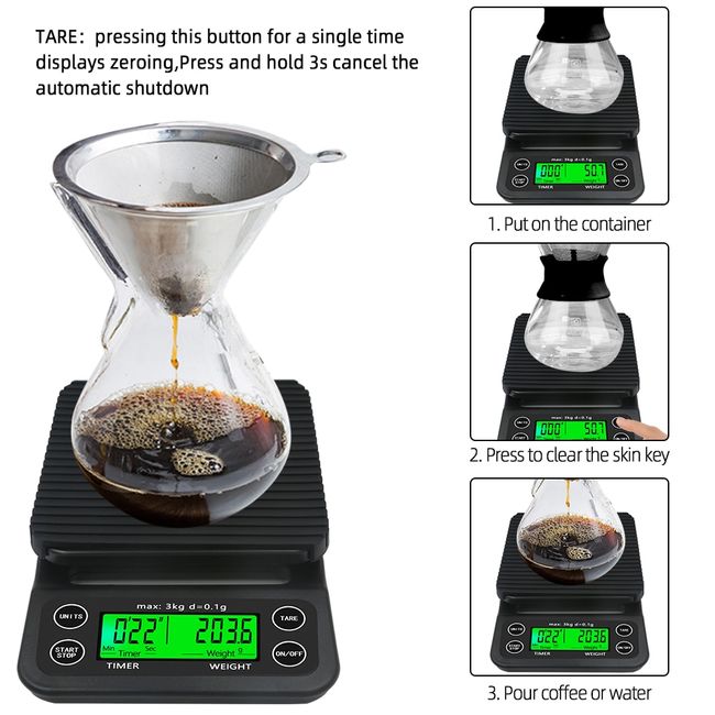 Electronic 3kg LCD Digital Drip Coffee Scale with Timer