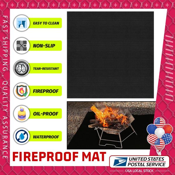 Fire Pit Mat-Rectangle Fireplace Mat Pad Protector for Wood Burning Fireproof