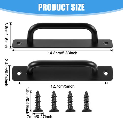HOFURME 12 Pcs Barn Door Handle 5.8 Inch Cabinet Pulls Aluminum Alloy Kitchen Cabinet Handles Sliding Black Pulls for Cupboard Wardrobe Closet Shed Garage Barn Door with Screws(Black)