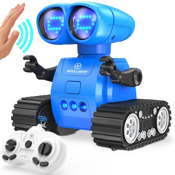 TOY Life Rechargeable Remote Control Robot Toys with Auto-Demonstration, Music & LED Eyes. Walkie Talkie Robot Toys for Kids 7 8 12, Kids Robot Toys Gifts for Boys Girls, Toddler RC Robot (Blue)