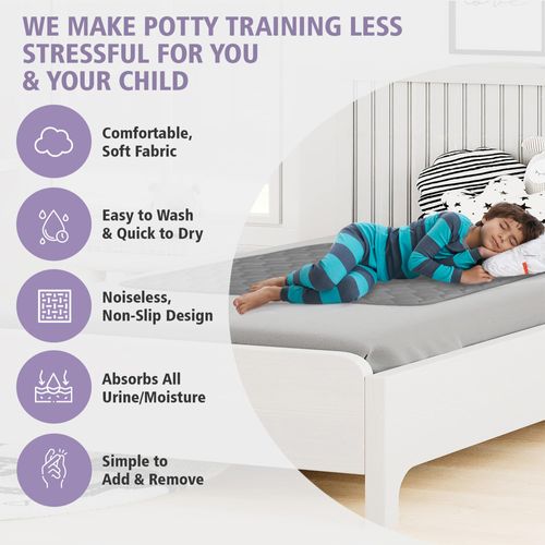 Potty Training Bed Pads for Waterproof Protection | Bed Protector Best for Potty Training and Bed Wetting Toddlers & Children | Absolute Lifesaver for Your Mattress & Sheets | Lynmark® Grey 2 Pack
