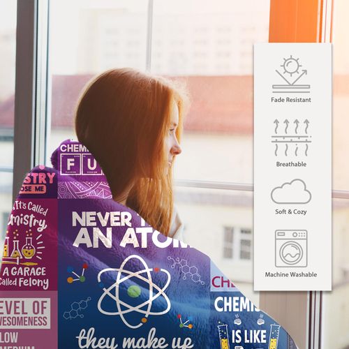 Absacie Chemistry Gifts Blanket Gifts for Chemistry Lovers, Appreciation Gifts for Chemist Teacher Chemist Gift for Women/Men Birthday Christmas Retirement Graduation Throw Blanket 60"x 50"