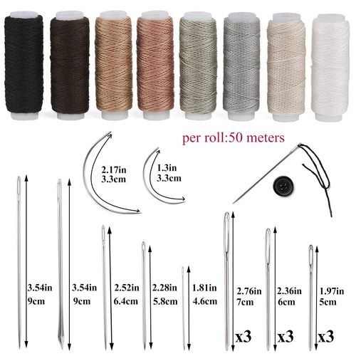 Upholstery Repair Sewing Kit Heavy Duty Sewing Kit with Sewing Awl, Seam Ripper, Hand Sewing Stitching Needles, Sewing Thread, Leather Craft Tool Kit for Shoes Sofa Tent Carpet Leather Craft DIY