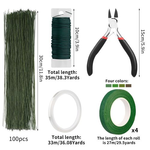 Floral Arrangement Kit, Floral Tapes, Floral Wire Cutter, Floral Stem Wires, Wire 26 Gauge for Bouquet Stem Wrap Florist