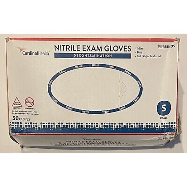 Cardinal Health Decontamination Nitrile Exam Powder Free Gloves 50 Count Small