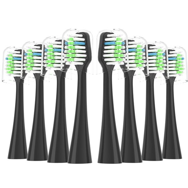 Replacement Toothbrush Heads Fits for Waterpik Complete Care 9.0 (CC-01), Care 5.0 (WP-862) Sonic Electric Tooth Brush Refill(8-pc), White Pisonicleara (Balck Replacement)