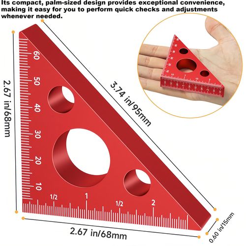 GREBSTK Triangle Ruler 45&90 Degree Triangle Angle Ruler Carpentry Squares Measuring Tool for Woodworking