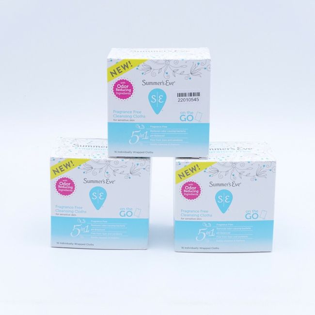 3 x 16 Count (48 Total) Summer's Eve Cleansing Wipes Fragrance Free