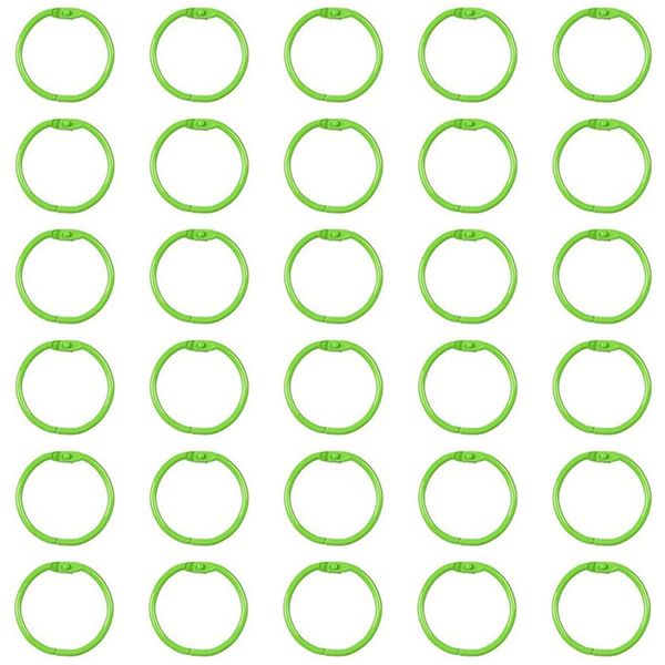 Mcoser 30Pcs Metal Binder Rings 30mm Loose Leaf Ring Metal Book Rings for Scrapbook Loose Leaf Book DIY Crafts Decorations, Green