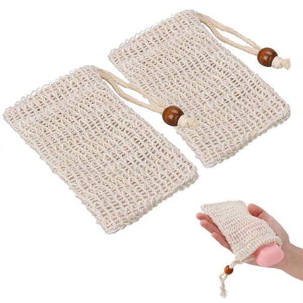 Medsuo 2pcs Natural Safe and Durable Sisal Fiber Soap Bag Saver Pouch for Foaming and Drying The Soap Shower Bath Exfoliating