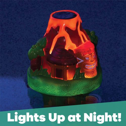 GAME 12429-BB Solar Light-Up Volcano Pool 3-inch Tablet Chlorine Dispenser LED Light Sensor, Expandable Basket Adjustable Flow Rate