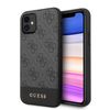 GUESS Glitter 4G Stripe Collection Case for iPhone 11, Grey