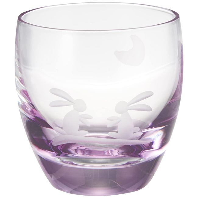 Otsuka Glass 11H059-AM Glass Cold Sake Glass, Boar Mouth, Approx. 3.7 fl oz (95 ml), Kiriko Moon Rabbit Amethyst, Made in Japan