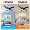 52 Inch Flush Mount Black Ceiling Fan with Light and Remote Control.Noiseless,Di