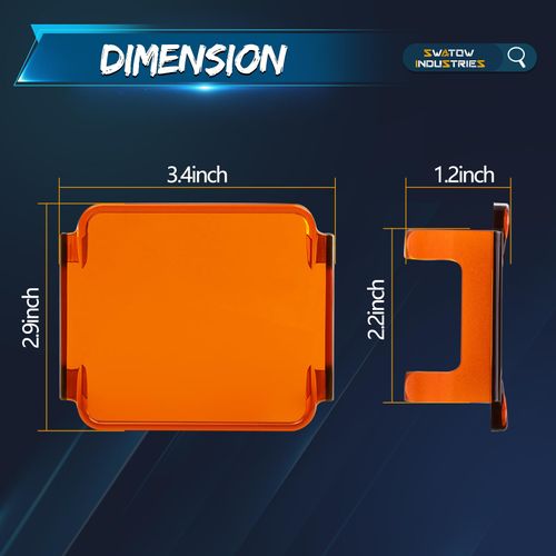 SWATOW INDUSTRIES 3 Inch Amber LED Pod Covers 2PCS Square LED Light Bar Covers LED Cube Covers Protective Polycarbonate Light Bar Lens Covers