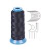 Weaving Thread Polyester Sewing Thread Size 210D with 12pcs 9cm C Type Needles Curved Hair Needles (Black)