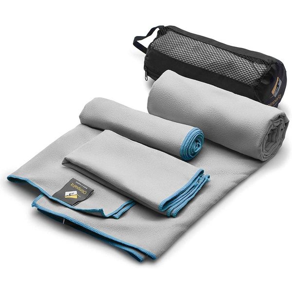 Quick Dry Towel - 3 Size Pack of Lightweight Microfiber Travel Towels w/Bag -...