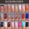 24 Colors 576 PCS Press On Nails, Coffin False Nails Medium Square, Full Cove...