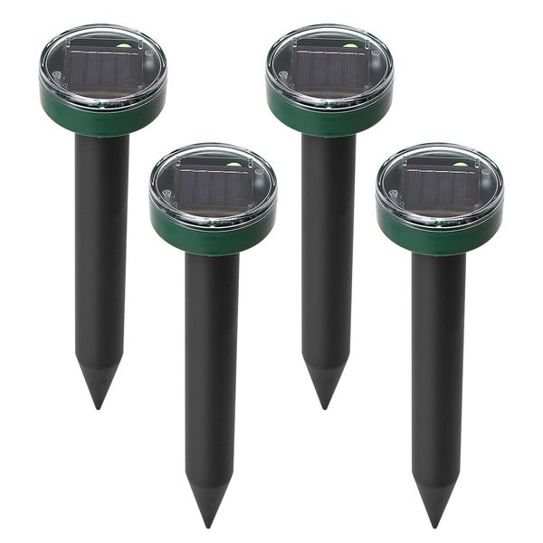 4 Packs Solar Ultrasonic Animal Repeller Outdoor Mole Gopher Pest Control Spikes