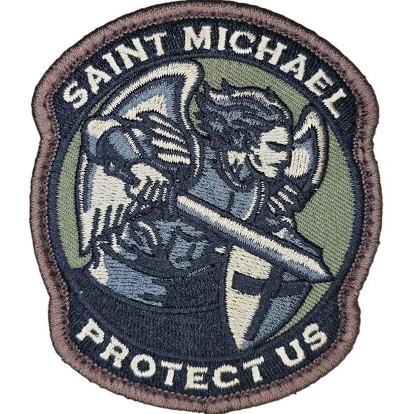 ST MICHAEL PROTECT US MODERN MILSPEC MONKEY MSM TACTICAL ARMY FOREST HOOK PATCH