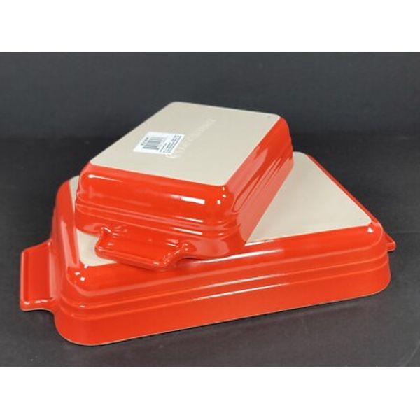 Le Creuset Stoneware Rectangular Baking Dish Set 25cm & 18cm ~ Carmin (Red)