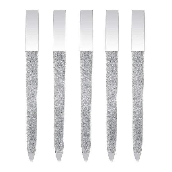 5 PCS Diamond Nail File Double Sided Metal Fingernail Manicure Files for Polish Nail, Removes Nail Ridges 5 Inches